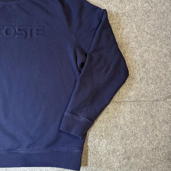 Lacoste Pullover Embossed Logo Cotton Sweater Size XL Long Sleeve Blue - Picture 4 of 9